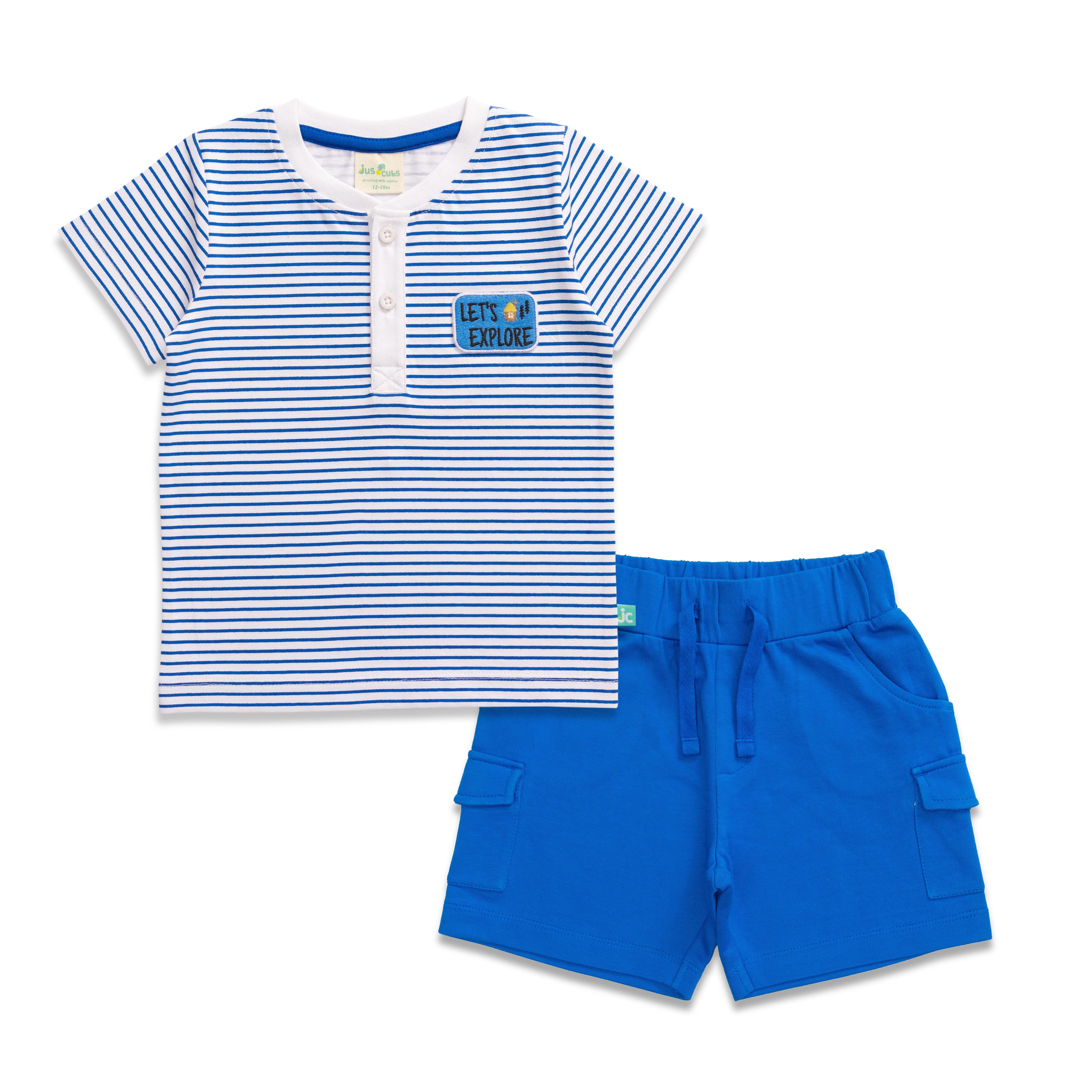 Baby Boys Striped T Shirt & Solid Shorts Set