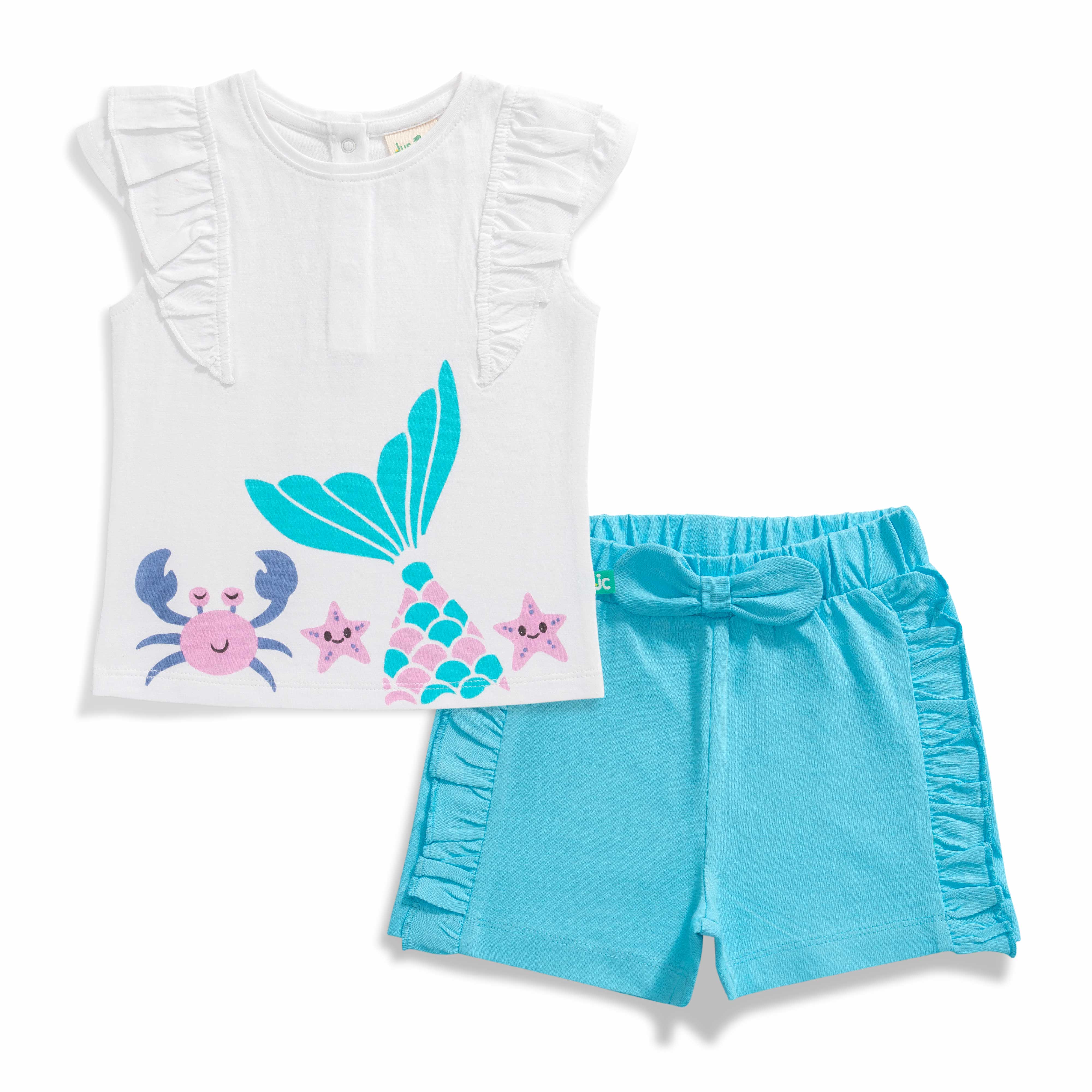 Baby Girls Graphic Printed T Shirt & Solid Shorts Set