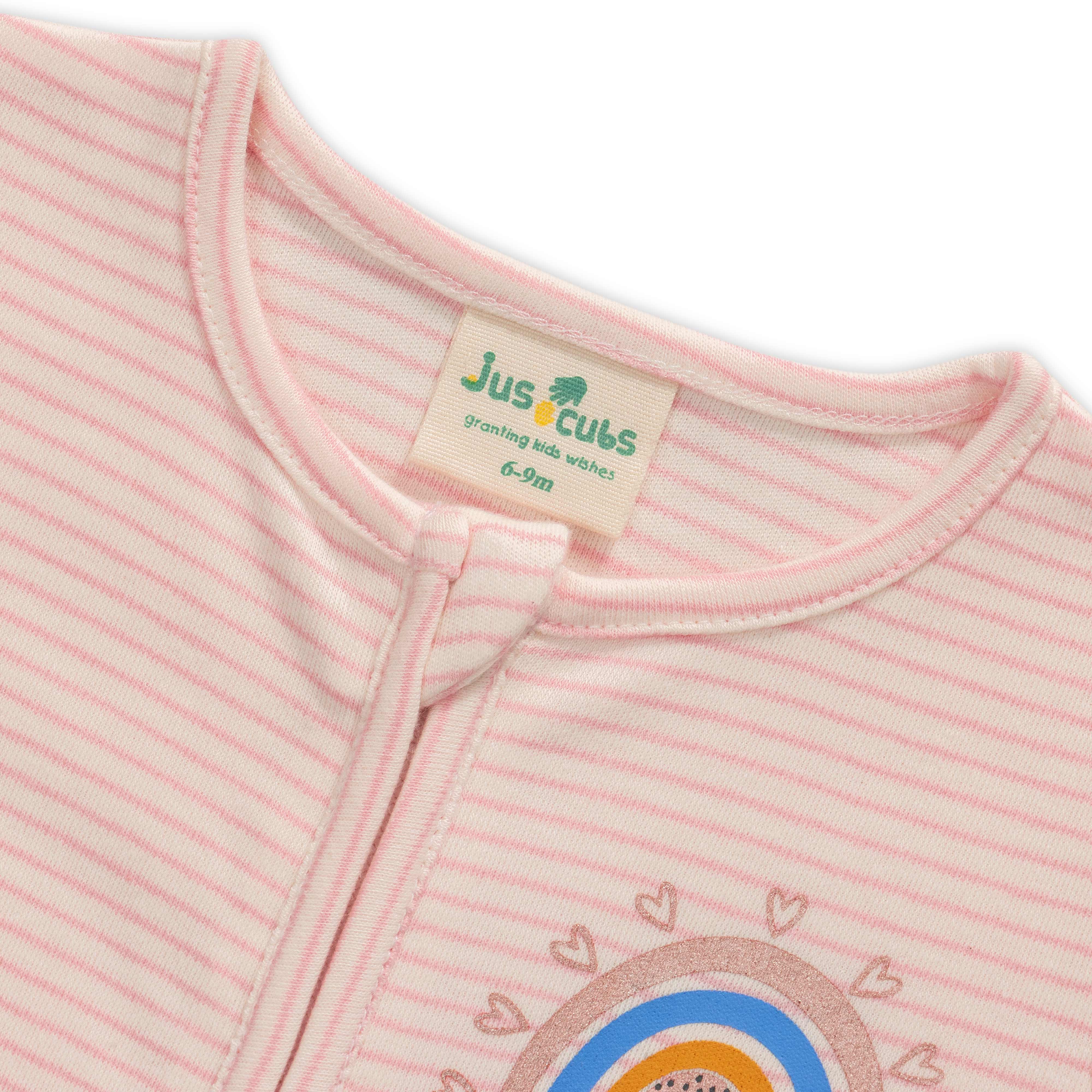 Baby Girls Striped & Graphic printed Sleepsuit