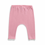 Baby Girls' Soft Cotton Leggings – Pink with Lace Trim, Comfortable Everyday Wear