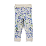 Baby Girls' Floral Print Cotton Leggings – Blue & White, Soft Knit with Ruffle Hem