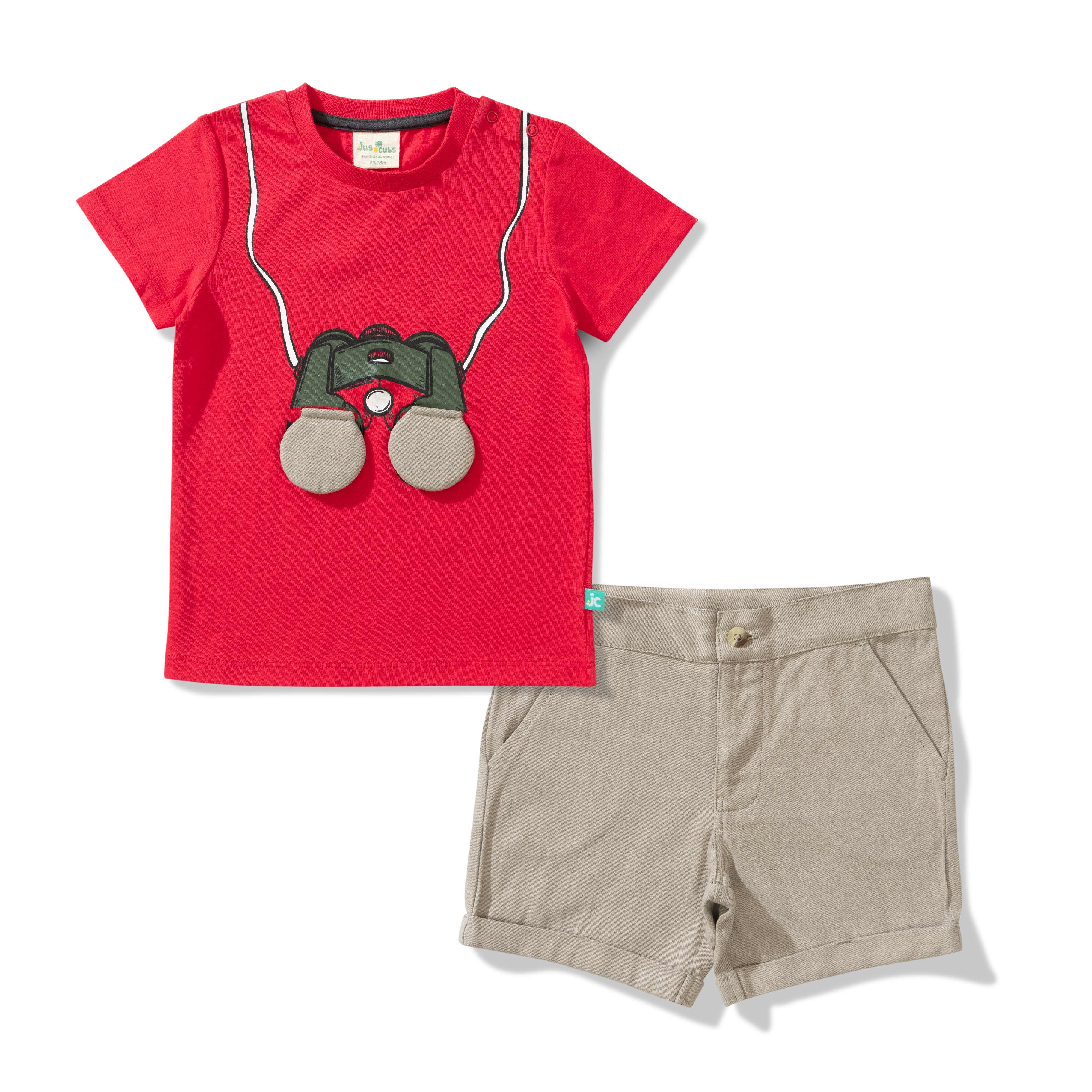 Baby Boys Graphic Printed T Shirt & Solid Shorts
