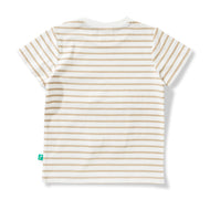 "Baby Boys' Striped Shark Print T-Shirt – Ocean Terror Graphic Tee Beige"