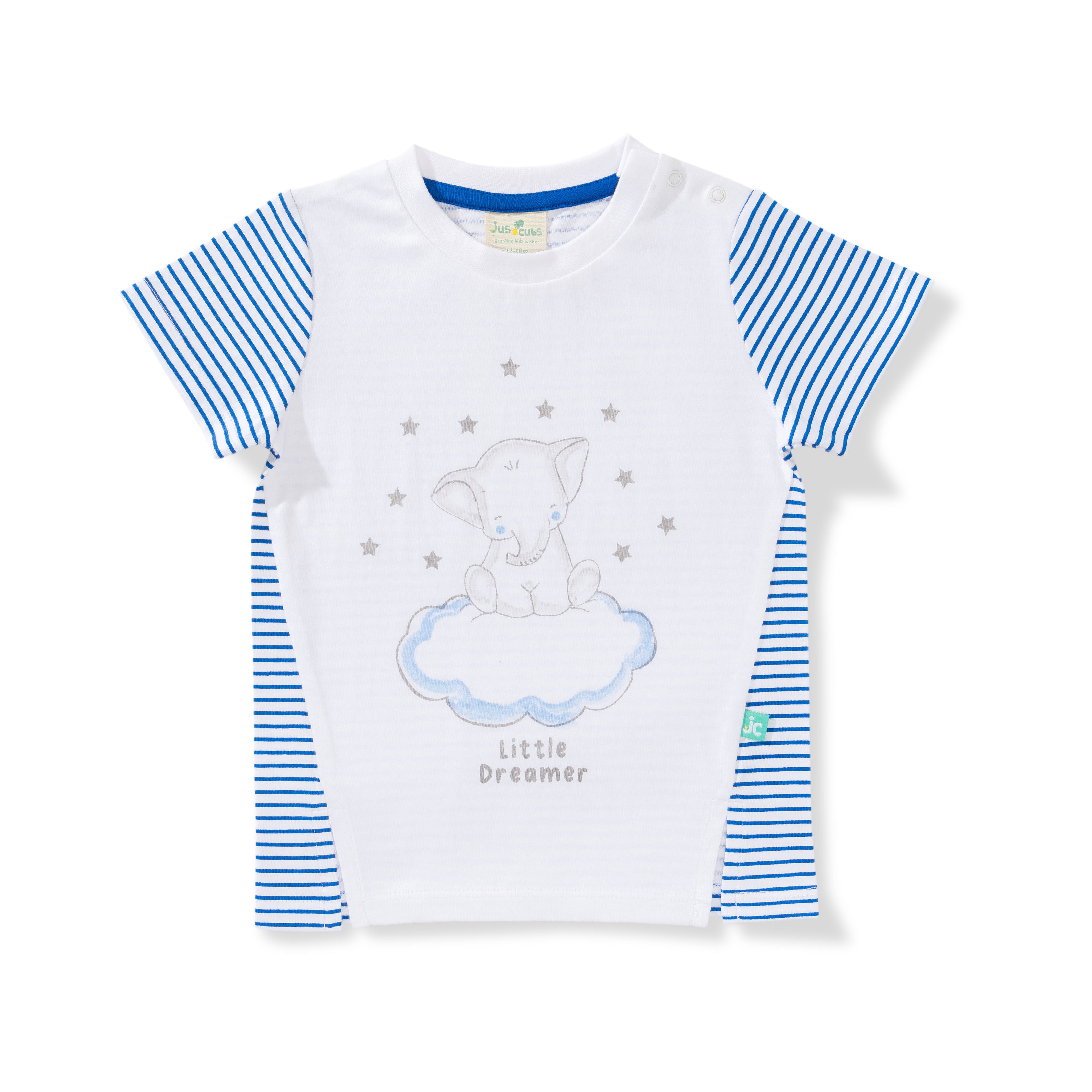 Baby Boys Striped & Little Dreamer Printed T Shirt & Solid Shorts Set