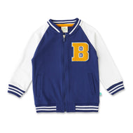 Boys' Varsity Sweatshirt - Blue & White Letterman Bomber with Patch Detail
