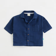 "Baby Boys Premium Muslin Cotton Shirt | Navy Blue | Lightweight & Breathable"