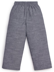 "Girls' Casual Drawstring Chambray Trousers – Charcoal