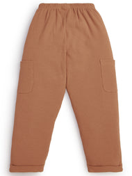 "Baby Boys' Ribbed Cotton Cargo Trousers – Maroon