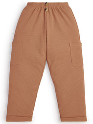 "Baby Boys' Ribbed Cotton Cargo Trousers – Maroon