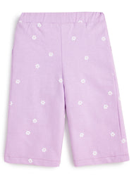 Baby Girls' Lilac Floral Print Culottes – Soft Cotton Blend Summer Pallazzos with Pockets