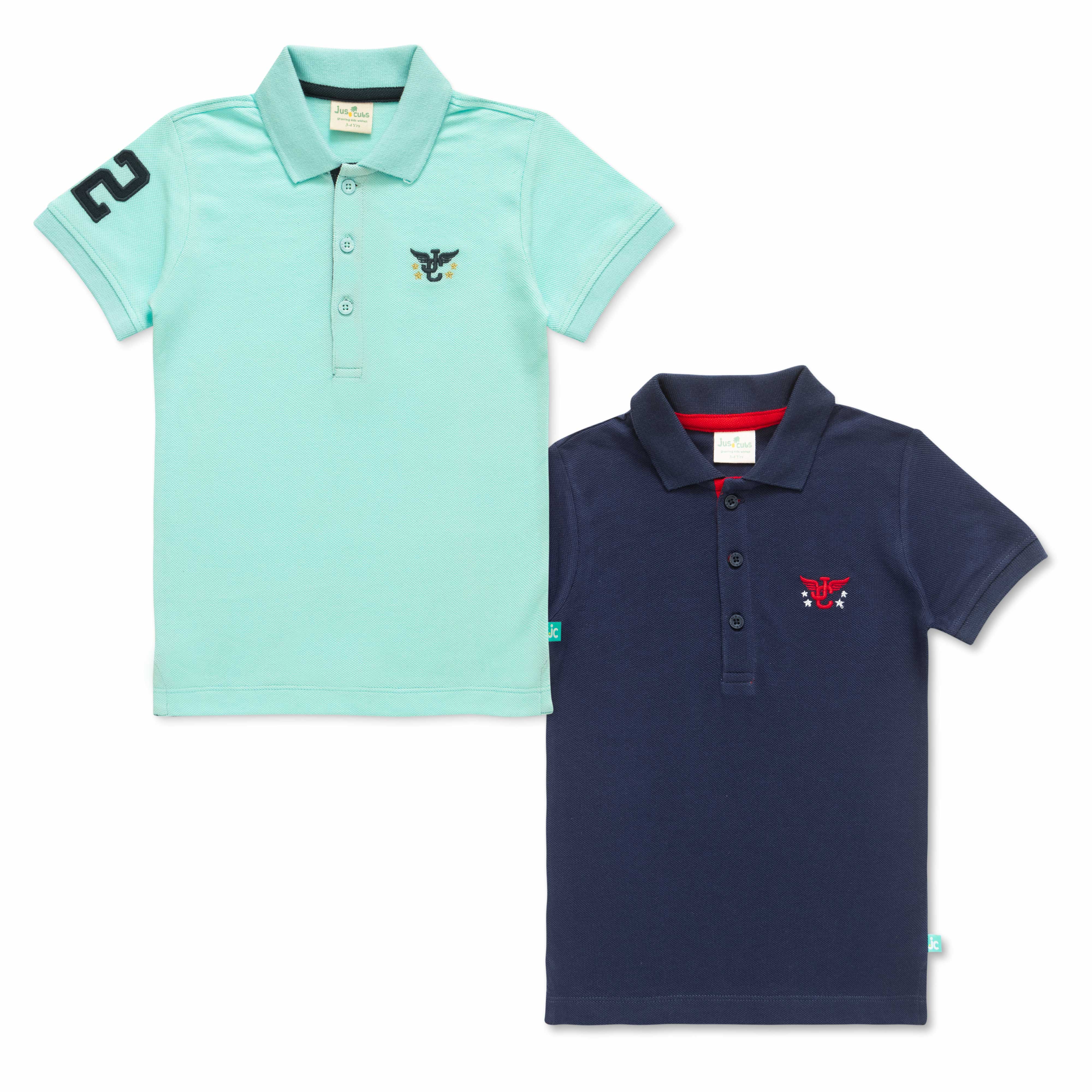 Boys Half Sleeve Solid Polo T-Shirt Pack of 2