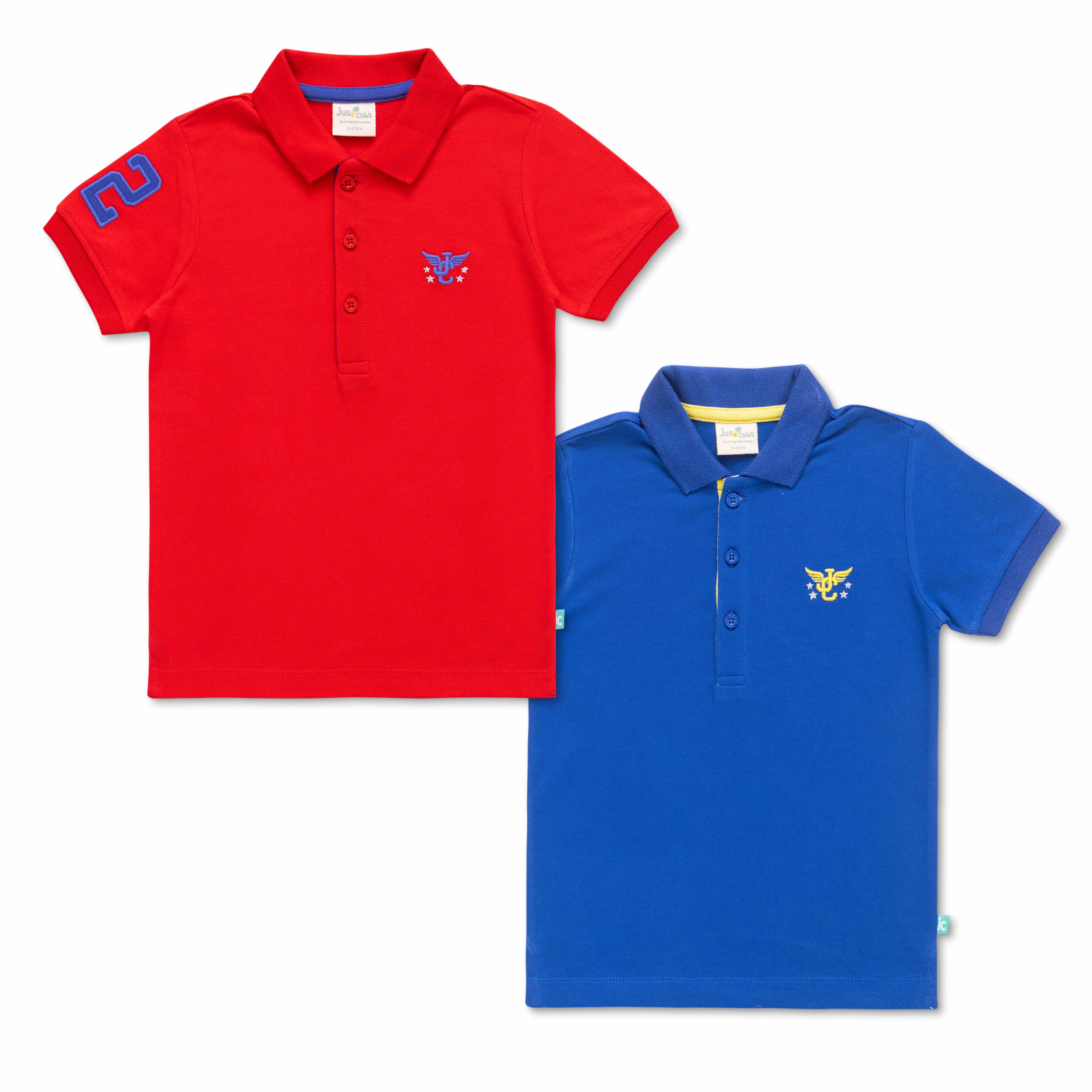 Boys Half Sleeve Solid Polo T-Shirt Pack of 2
