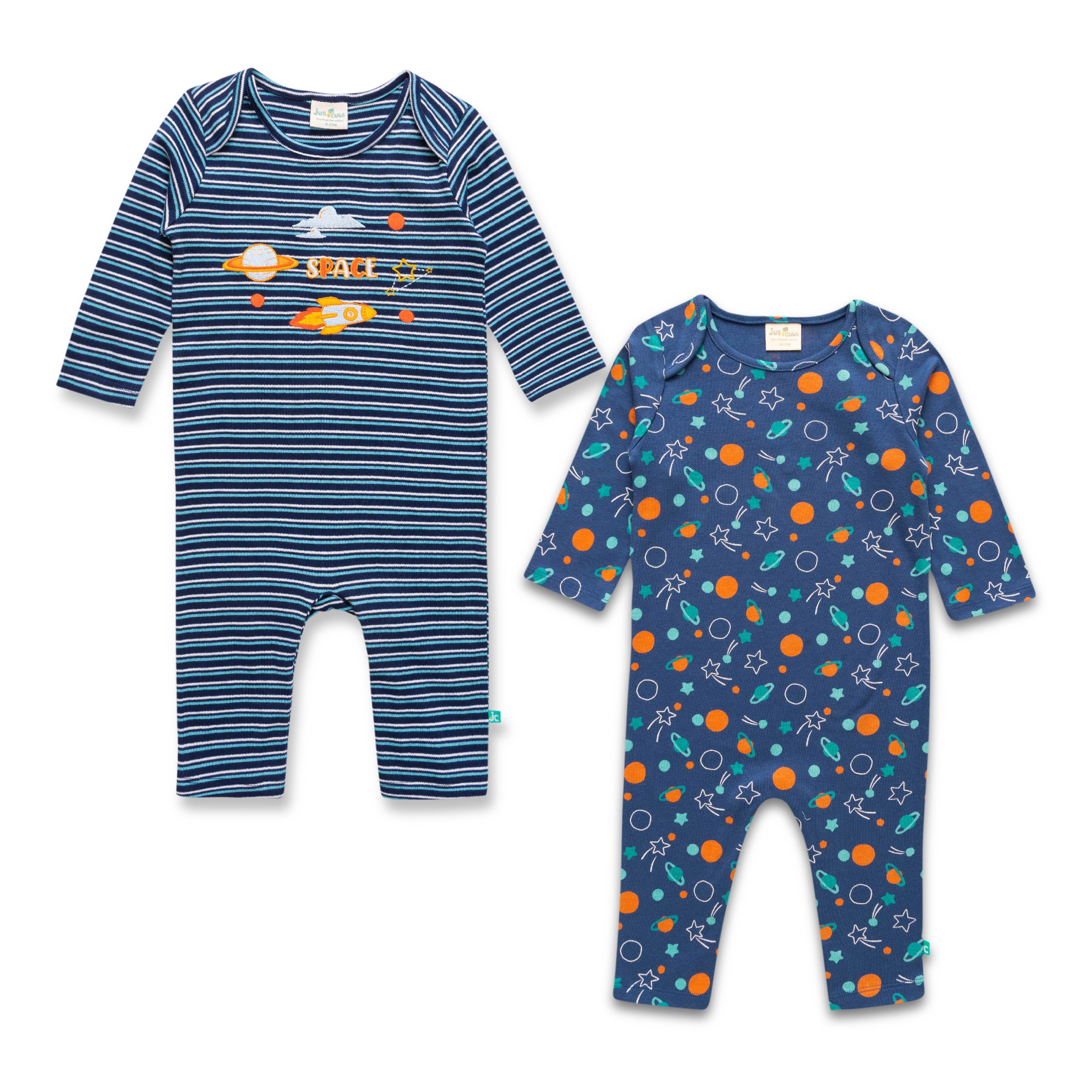 Baby Boys All Over Printed & Striped Romper Combo Pack