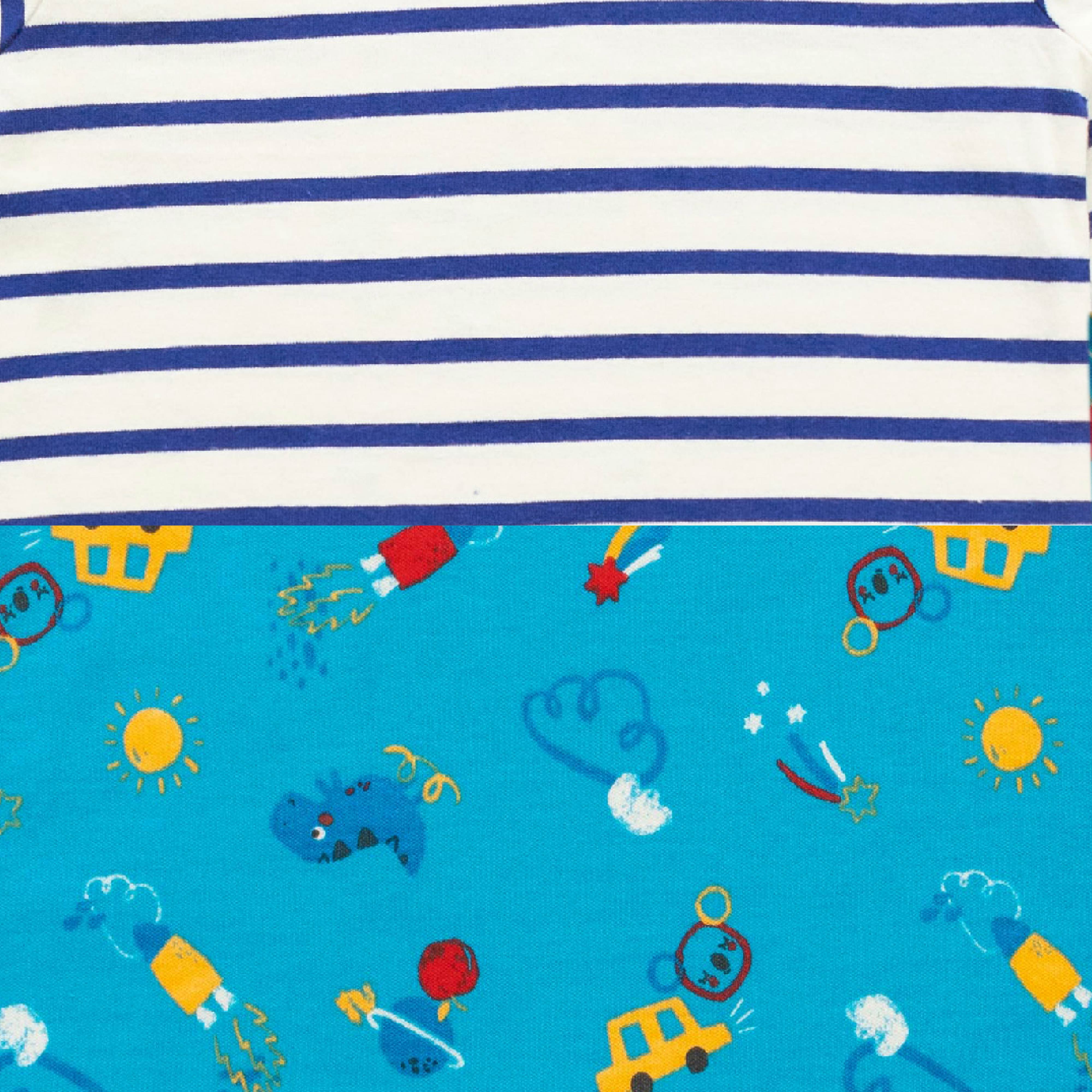 Baby Boys All Over Printed & Striped Romper Combo Pack