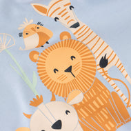 "Baby Boys Blue Sleep Gown with Animal Print – Long Sleeve Organic Cotton Sleepsuit "