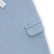 "Baby Boys Light Blue Organic Cotton Cargo Jogger Pants with Drawstring & Side Pockets"