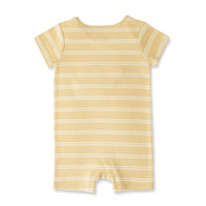 "Baby Boys Organic Cotton Beige Striped Romper with Snail Patch"
