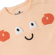 "Baby Girls Organic Cotton Pink Crab Print Bodysuit with Ruffle Sleeves"