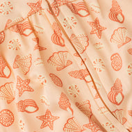 "Baby Girls Pink Printed Organic Cotton Footed Sleepsuit with Ruffle Detail & Full Sleeves"