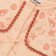 Baby Girls Pink Organic Cotton Footed Sleepsuit with Printed Shrug & Bow Detail