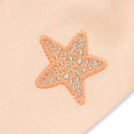 "Baby Girls Pink Organic Cotton Pants with Starfish Embroidery & Elastic Waist"