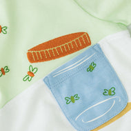 "Baby Boys Green & White Organic Cotton T-Shirt with Jar and Butterfly Print"