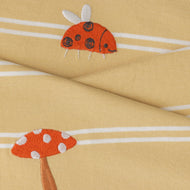 "Baby Boys Beige Striped Organic Cotton T-Shirt with Ladybug & Mushroom Print"