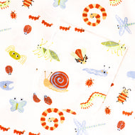 "Baby Boys Organic Cotton White T-Shirt with Allover Insect Print & Pocket"