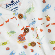 "Baby Boys White Printed Henley T-Shirt with Wooden Buttons & Pocket – 100% Organic Cotton"