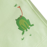 "Baby Boys Light Green Organic Cotton Shorts with Frog Print & Drawstring Waist"