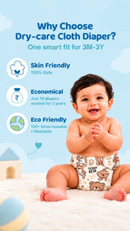 Baby Reusable Adjustable Cloth Diaper Pack of 2 – Assorted Printed & Solid | Washable with 2 inserts
