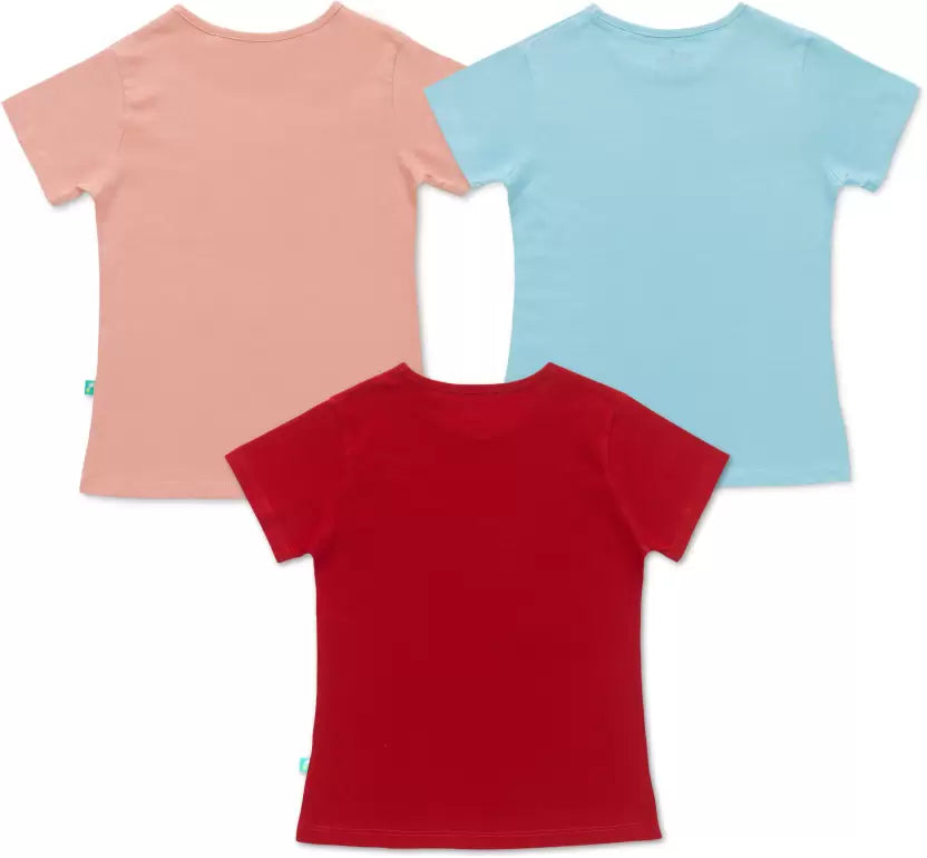 Girls Half Sleeves Printed Tee Pack Of 3