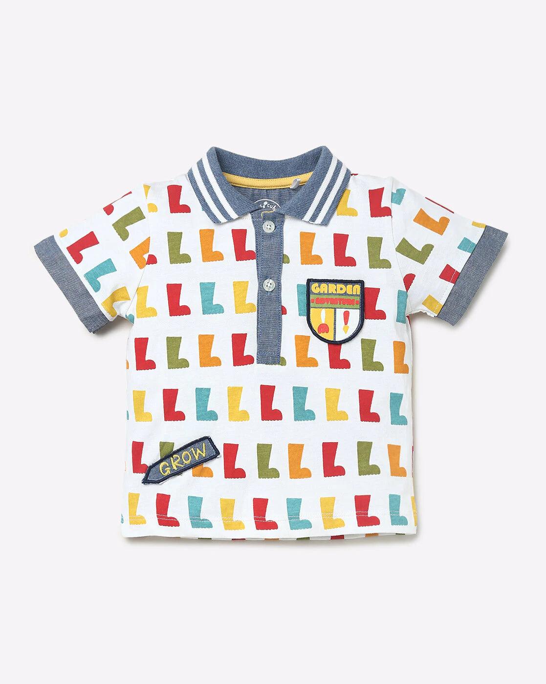 Baby Boys AOP Half Sleeve Polo T Shirt - Juscubs