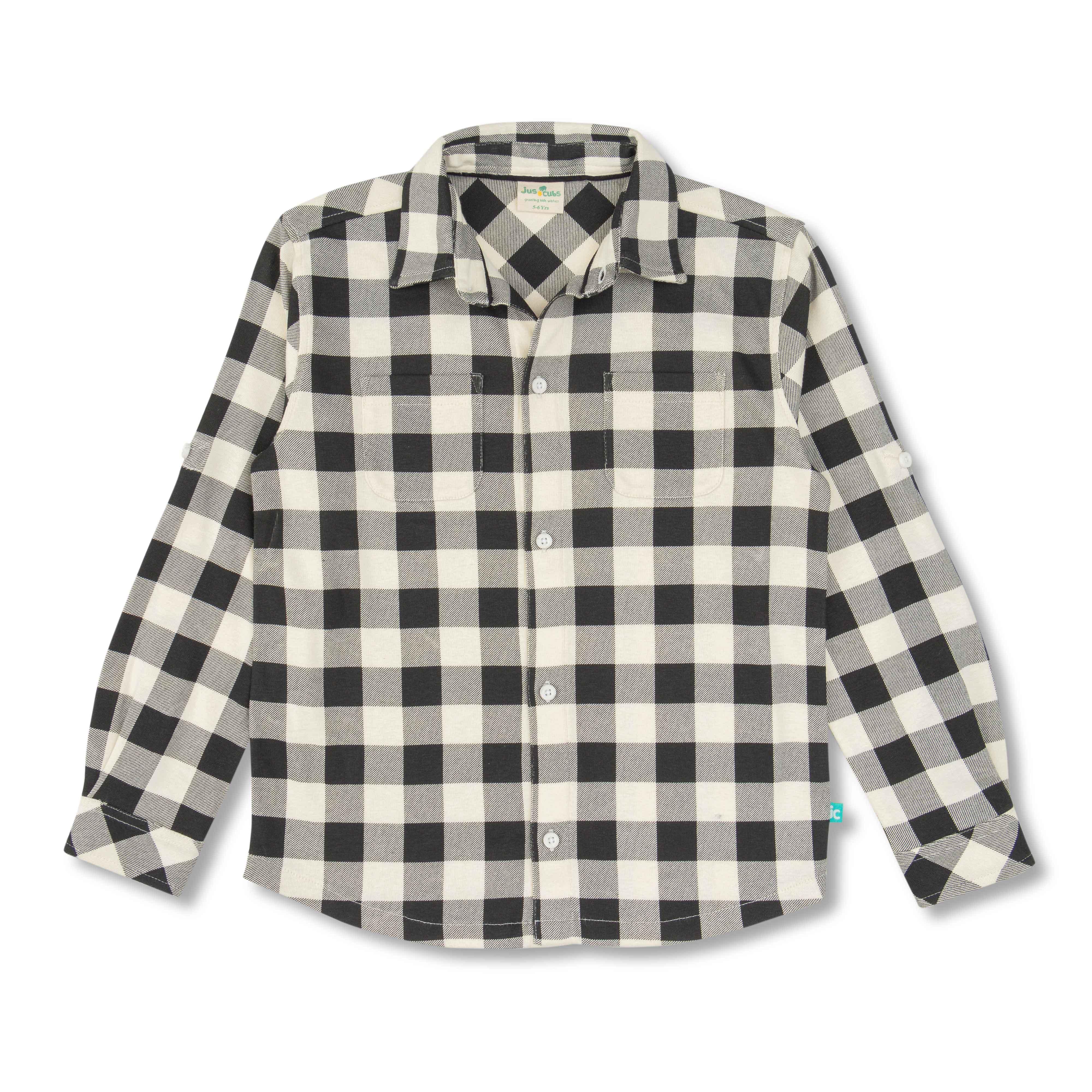 Baby Boys Checked Full Sleeve Button Down Collar Shirt - Juscubs