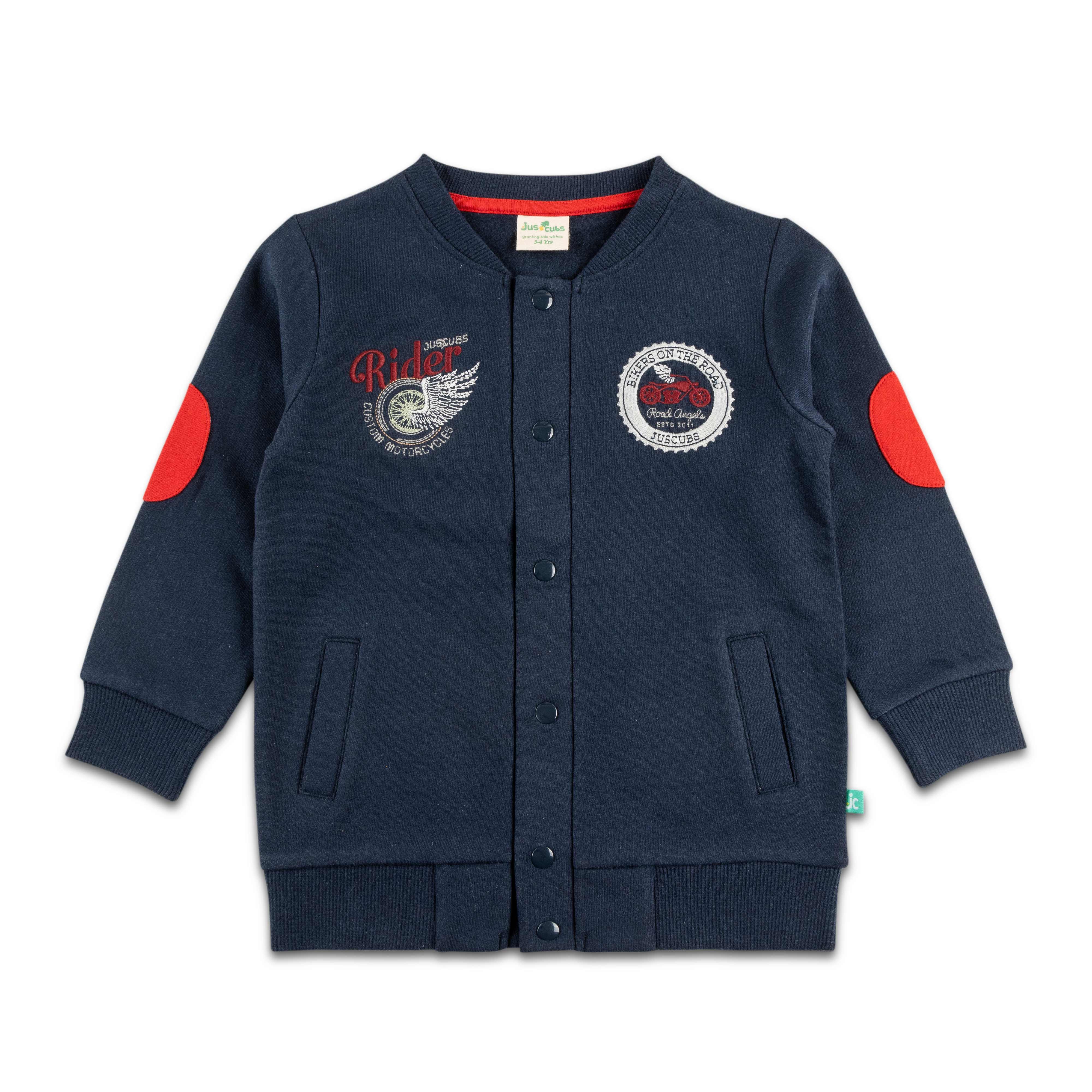 Baby Boys Full Sleeve Rider Embroidery Jacket - Juscubs