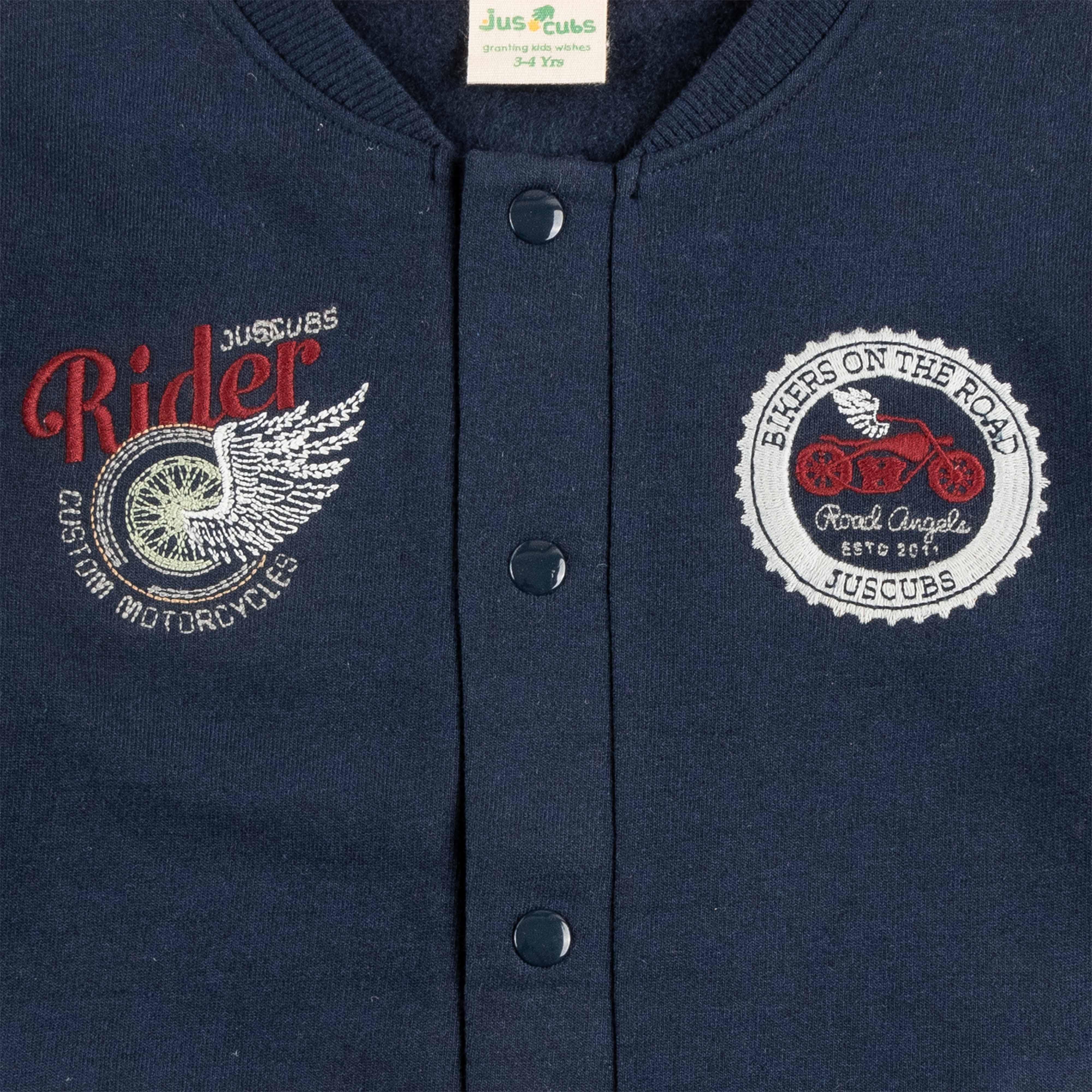 Baby Boys Full Sleeve Rider Embroidery Jacket - Juscubs