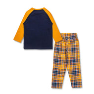 "Baby Boys' 'Crushing Bedtime' Monster Truck Pajama Set – Yellow Sleeves & Plaid Pants"