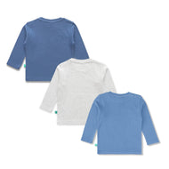 "Boys' 3-Pack Long Sleeve T-Shirts – Robot Fix Me, Superhero, and Farm Tractor Prints"