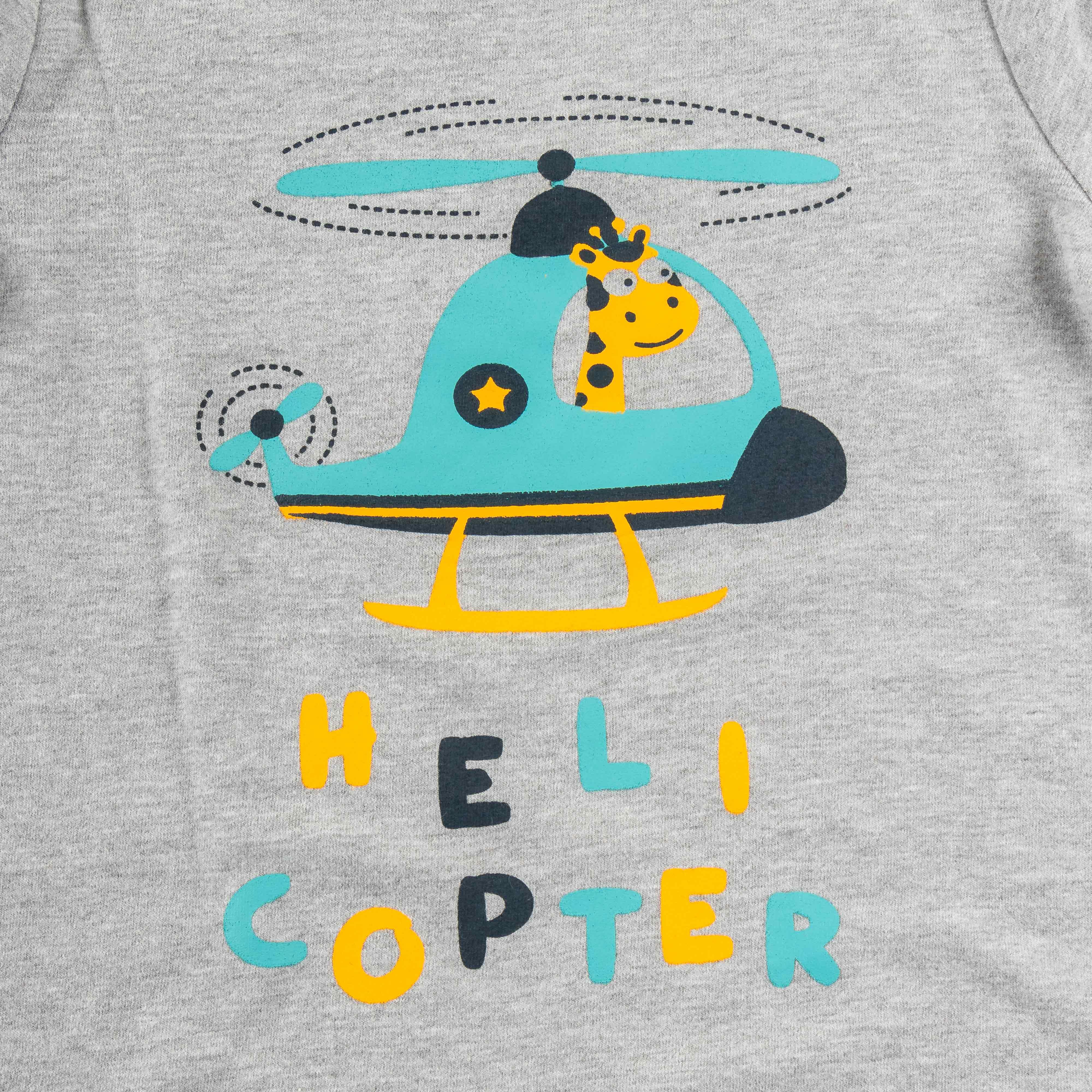 Baby Boys Helicopter Printed Full Sleeve T Shirt - Juscubs