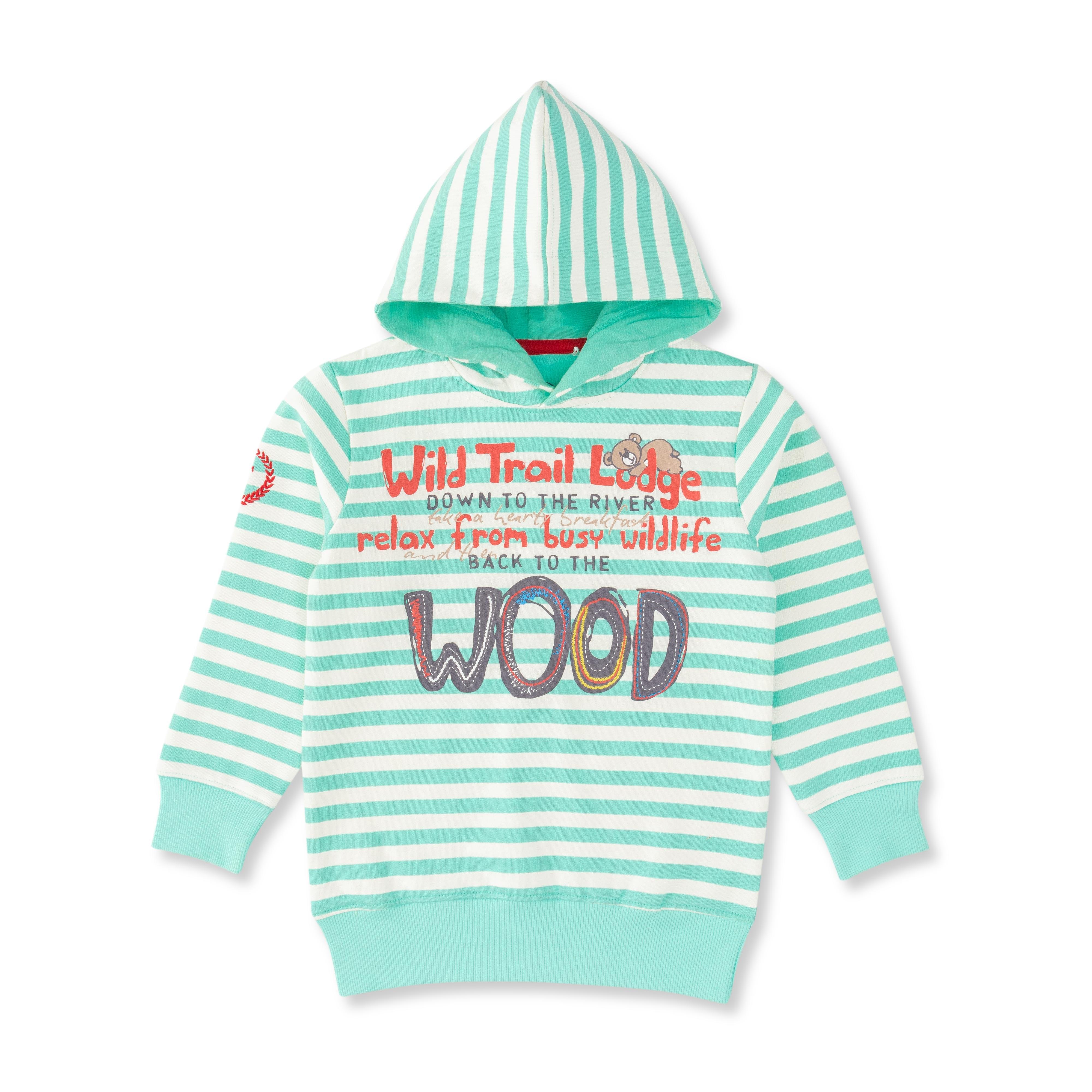 Baby Boys Striped Printed Hoodie - Juscubs