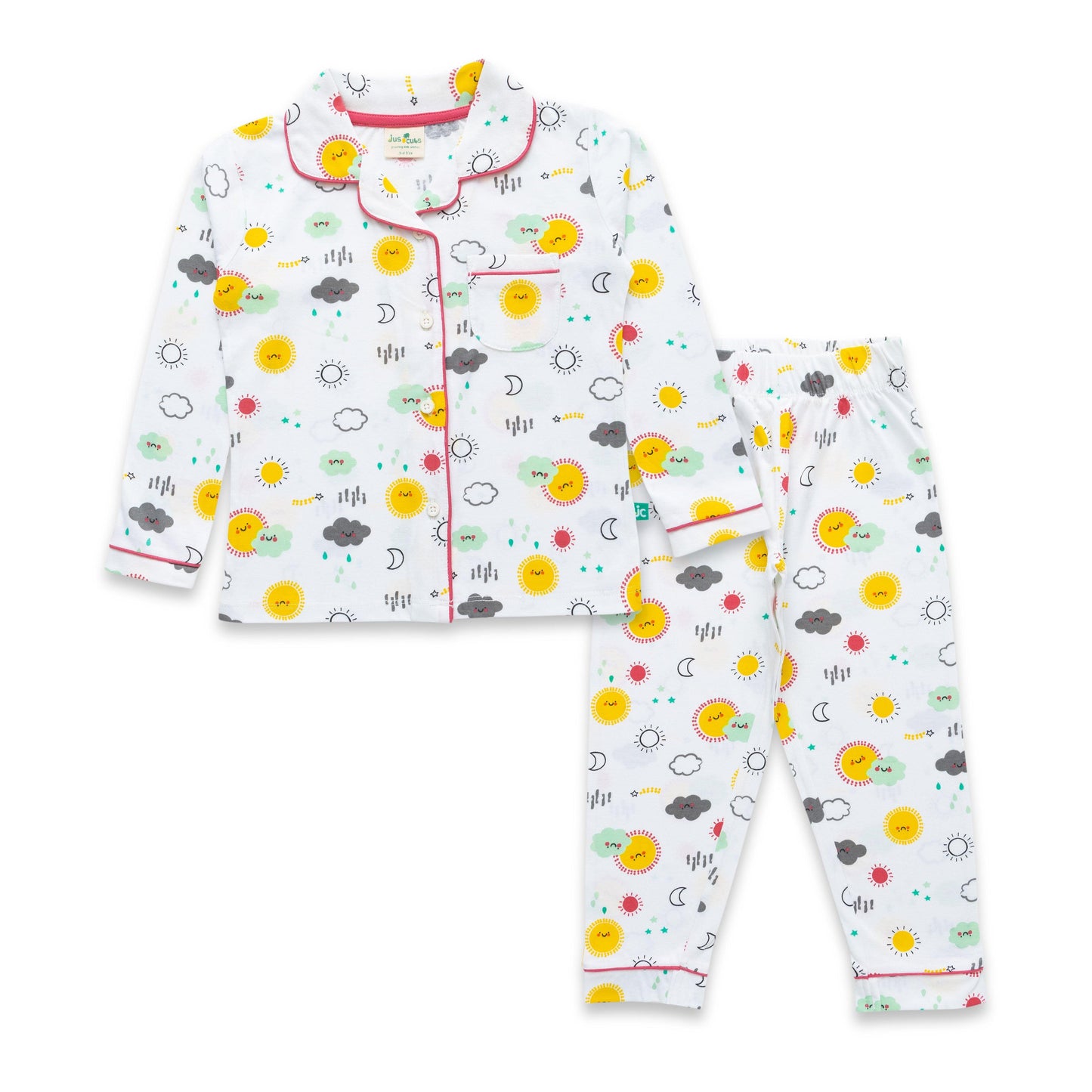 Baby Girls Conversational Printed Pure Cotton Night suit sets - Juscubs