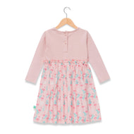 "Baby Girls' Pink Long Sleeve Dress with Flamingo Print – Tropical Princess Theme"
