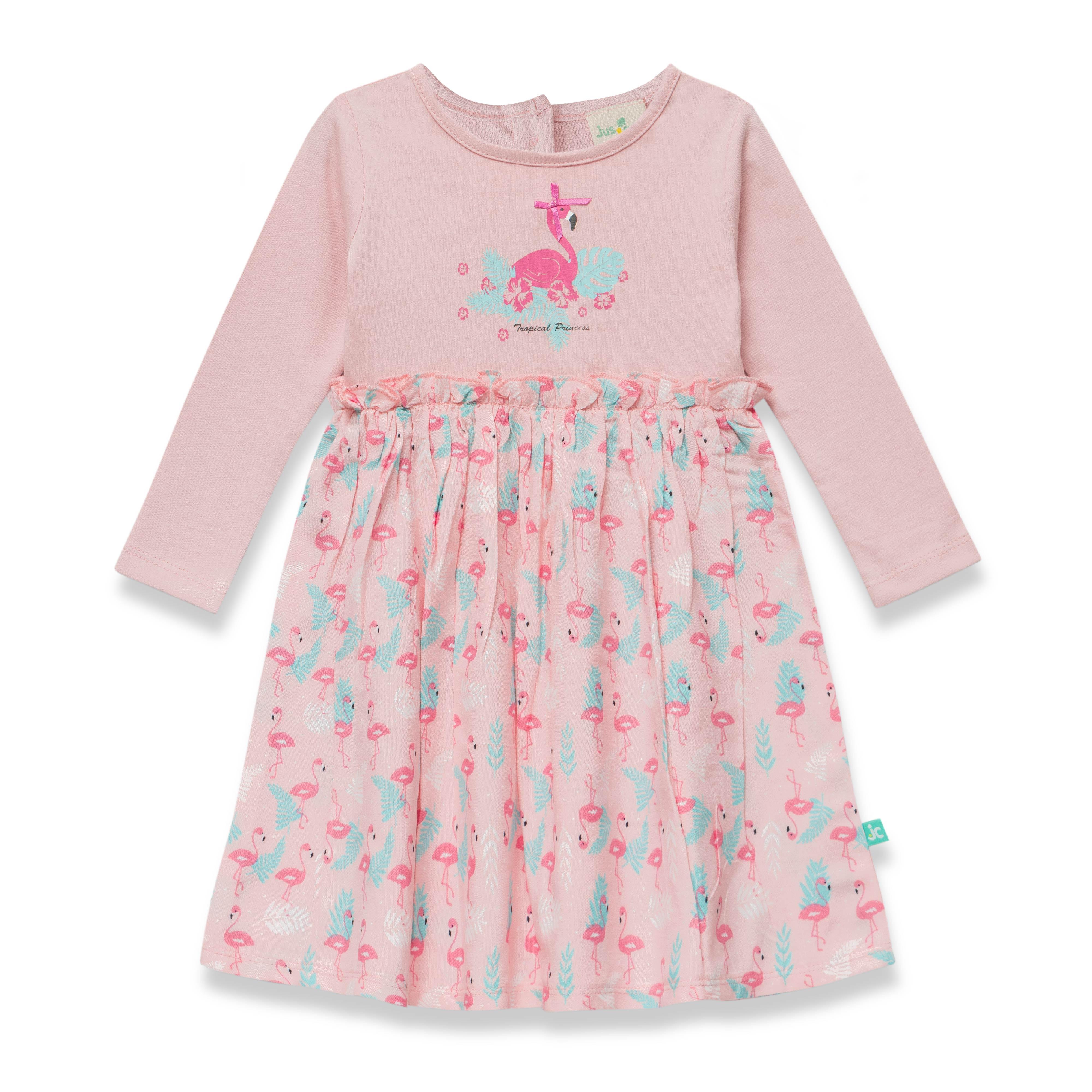 BABY GIRLS PRINTED ROUND NECK DRESS - Juscubs