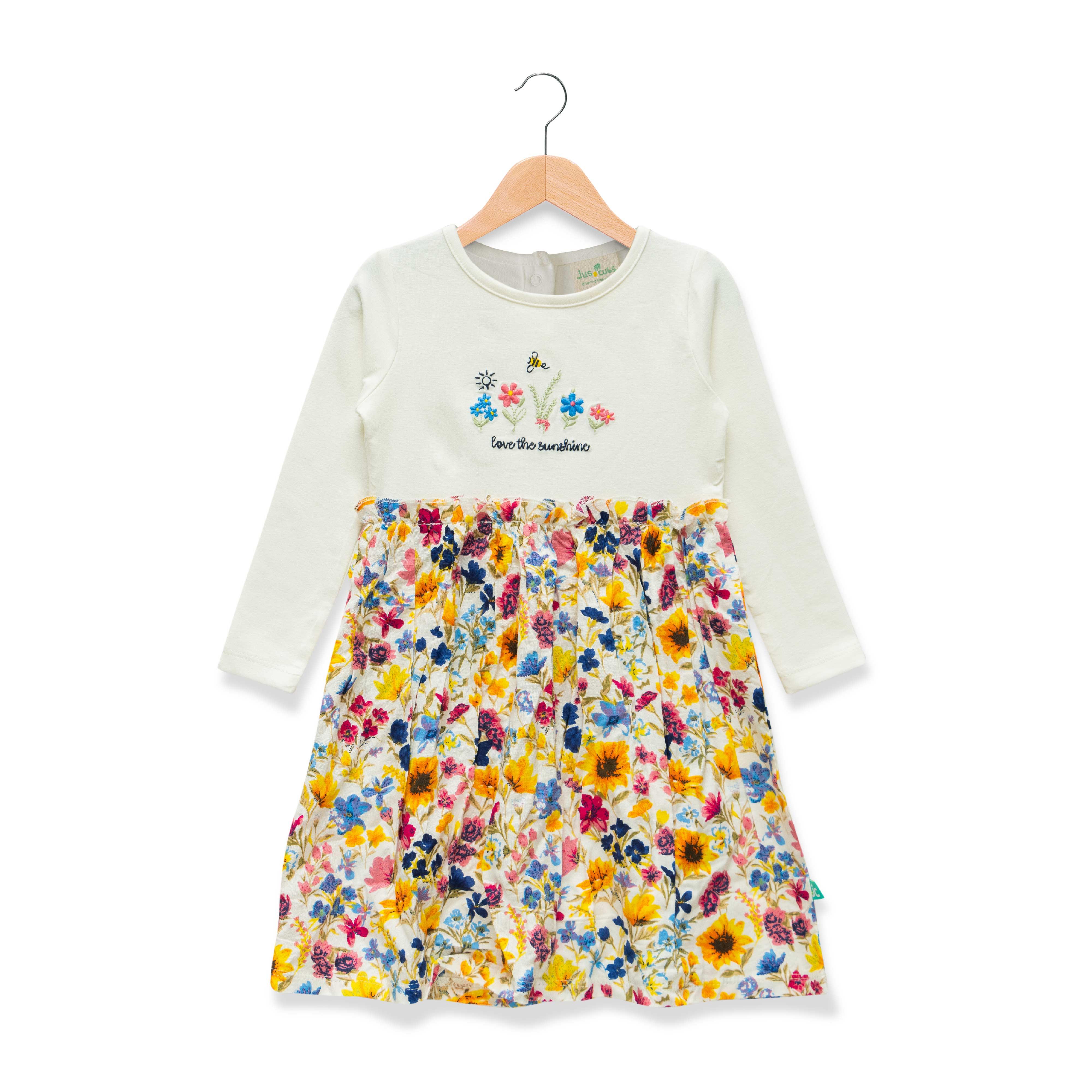 BABY GIRLS PRINTED ROUND NECK DRESS - Juscubs