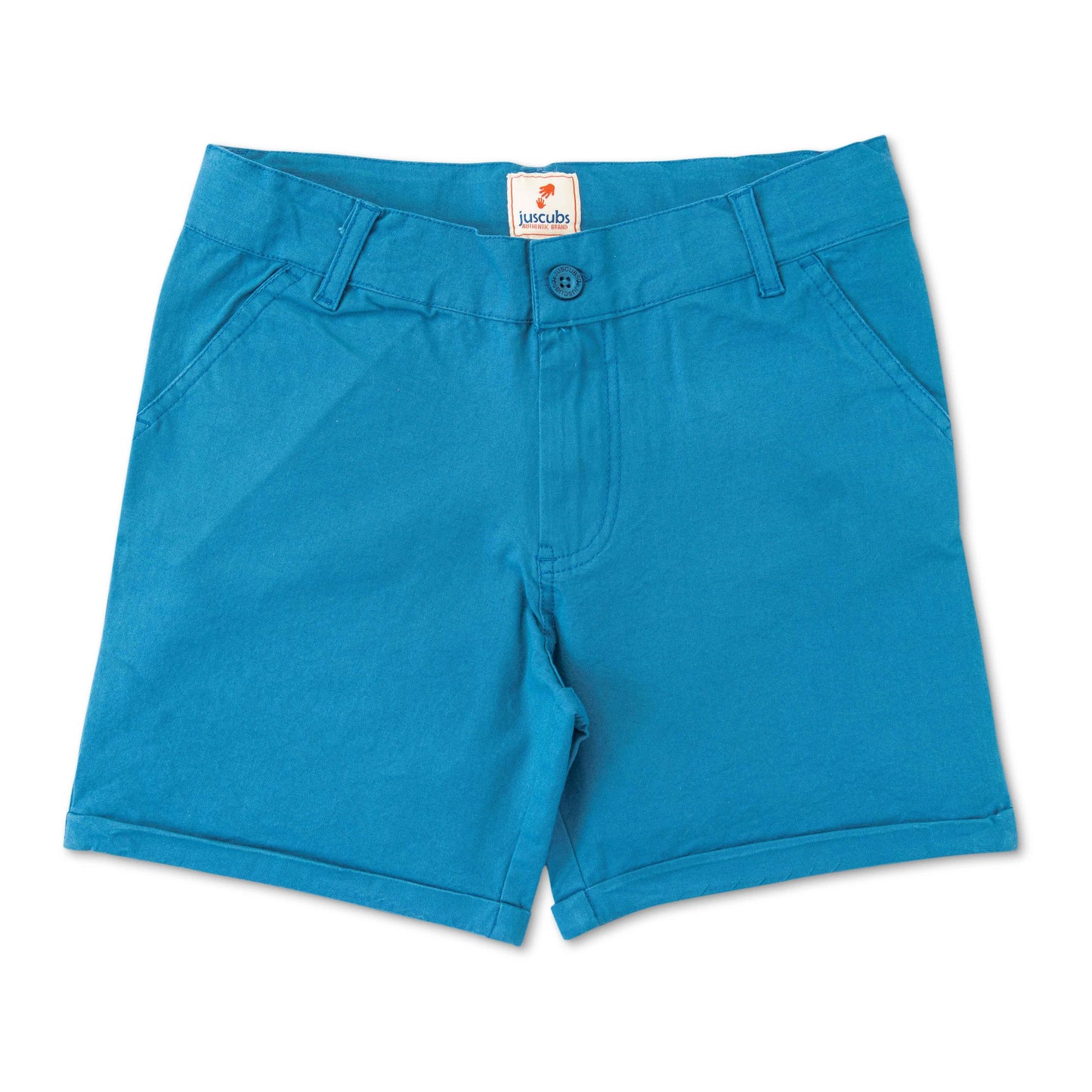 Boys Cotton Toddlers Solid Shorts - Aqua Blue - Juscubs