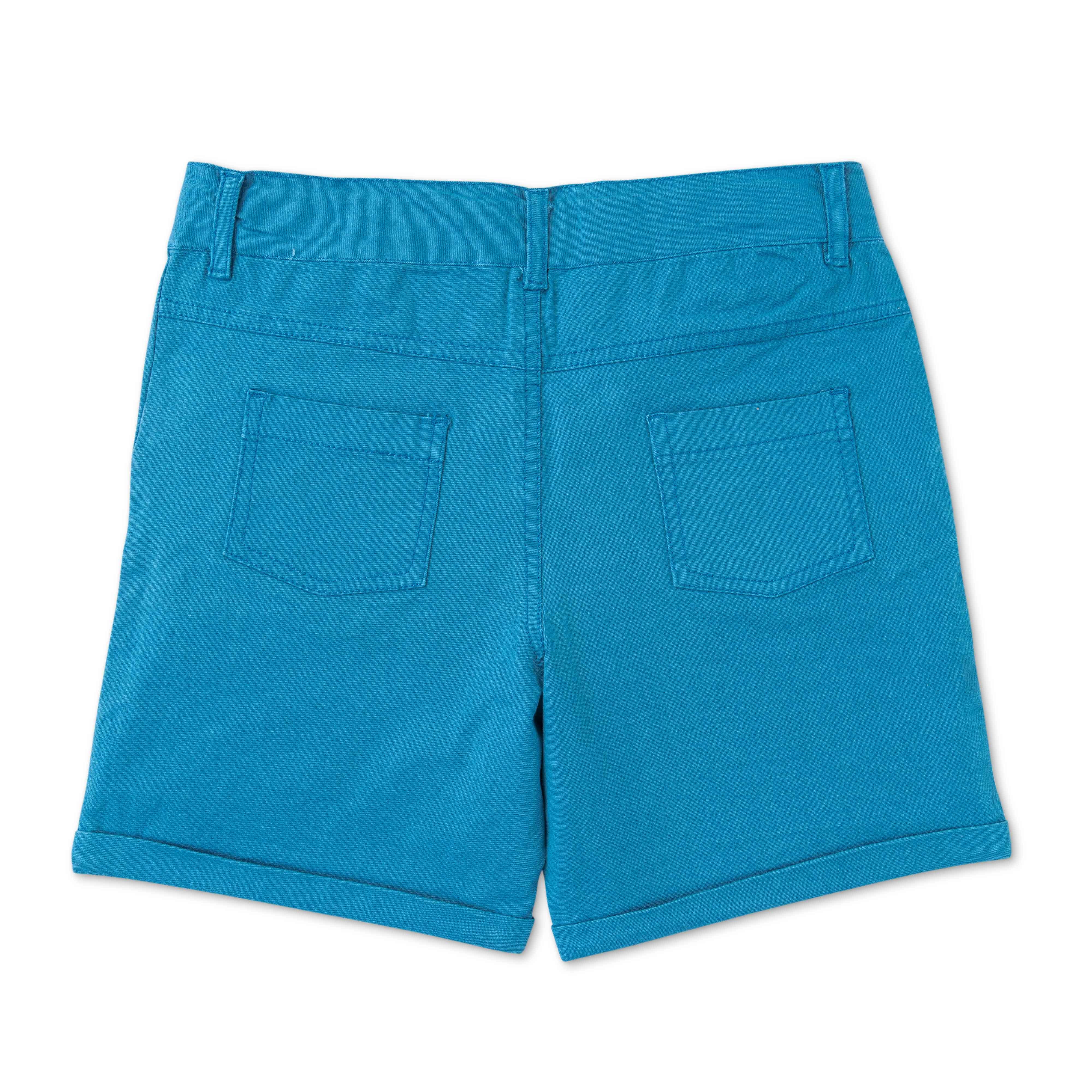 Boys Cotton Toddlers Solid Shorts - Aqua Blue - Juscubs