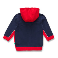 "Boys' Red & Navy 'Little Lion' Hooded Zip-Up Jacket – Soft Fleece Lining"
