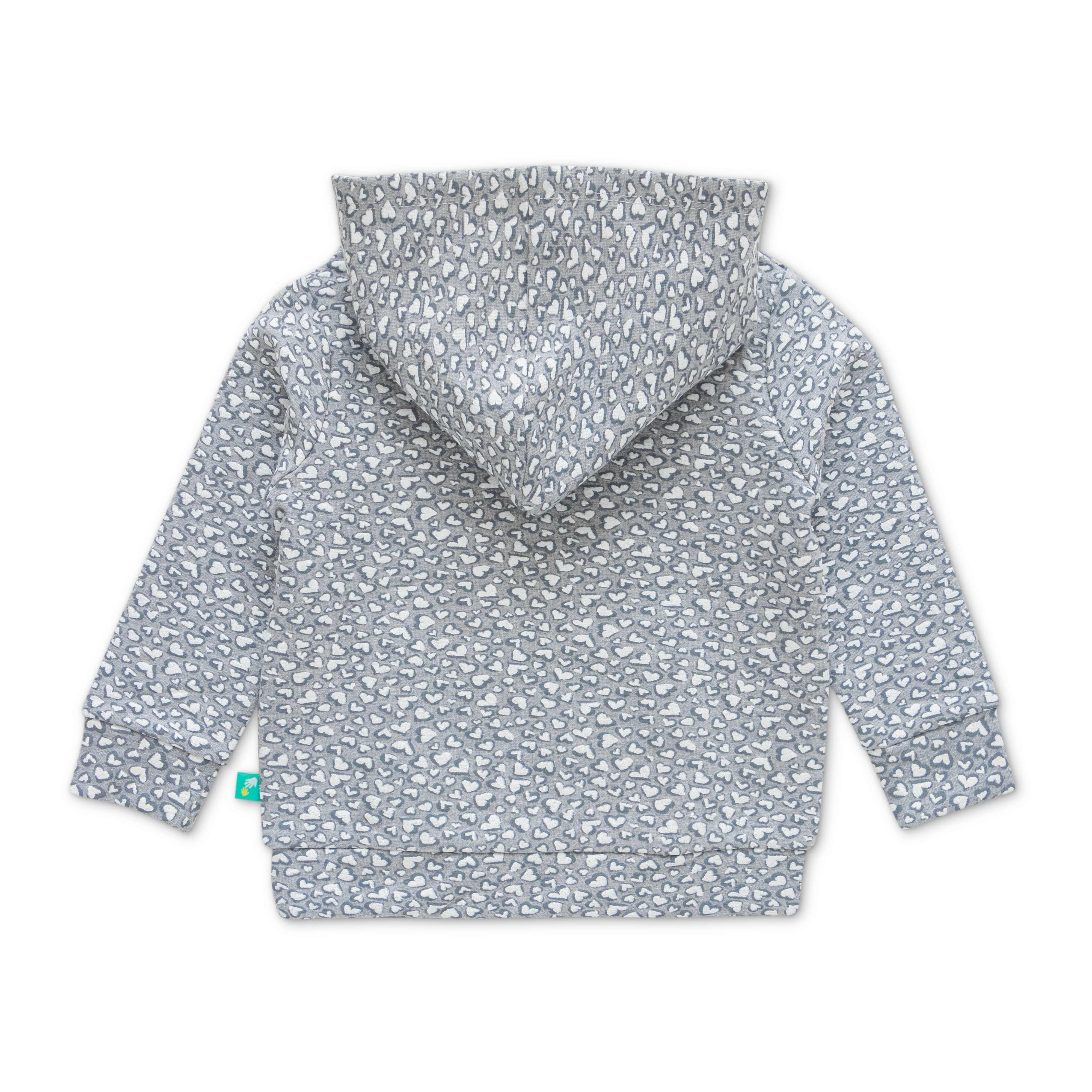 Girls Conversational Printed Hooded Cotton Sweatshirt - Grey - Juscubs