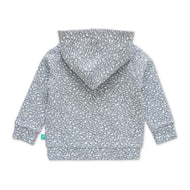 Girls Conversational Printed Hooded Cotton Sweatshirt - Grey
