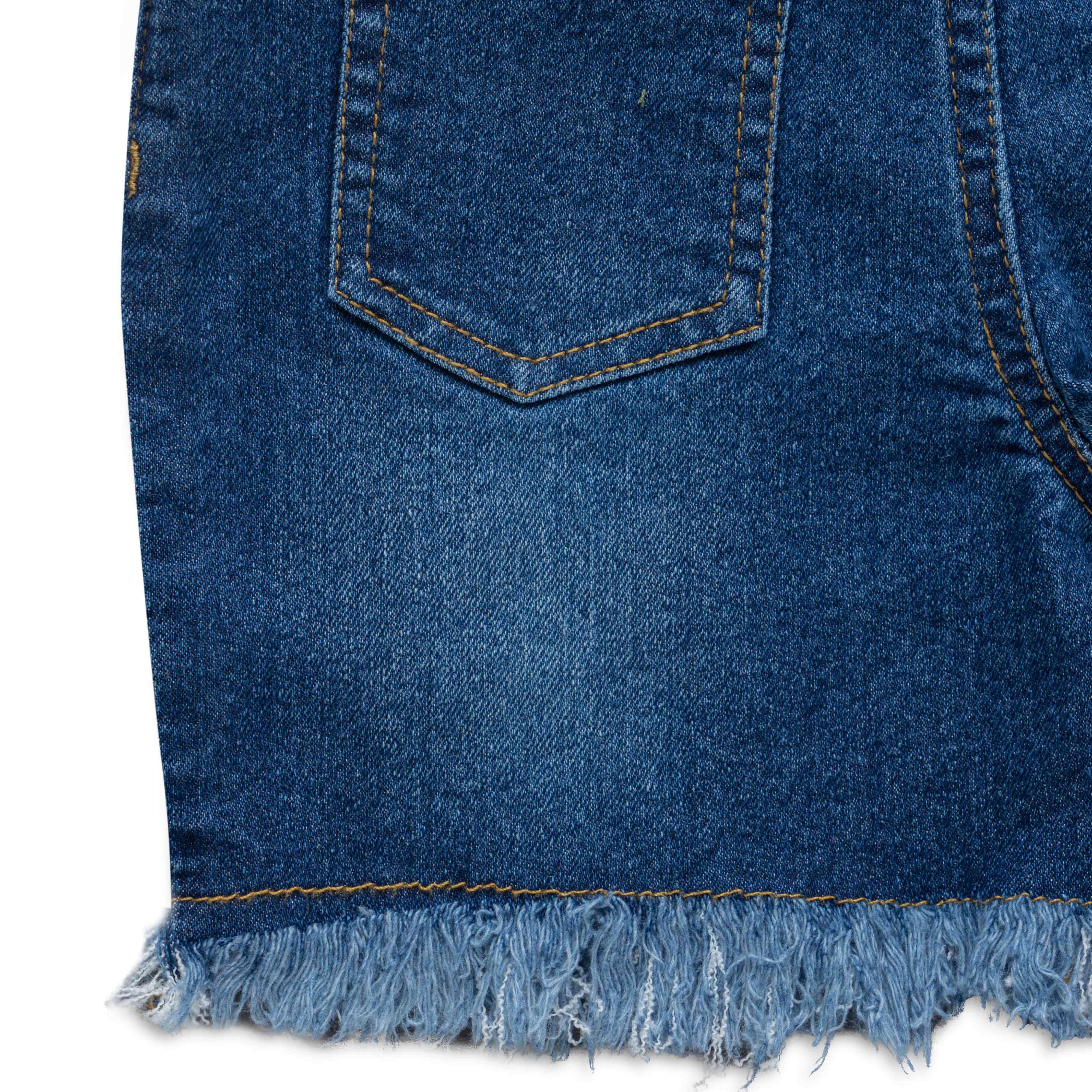 Girls Denim Toddlers Solid Fringe Shorts - Blue - Juscubs